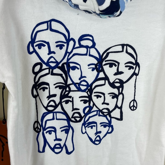 Nordstrom Cristina Martinez Pullover French Terry Hoodie Blue Grow to Bloom NWT - Picture 4 of 7